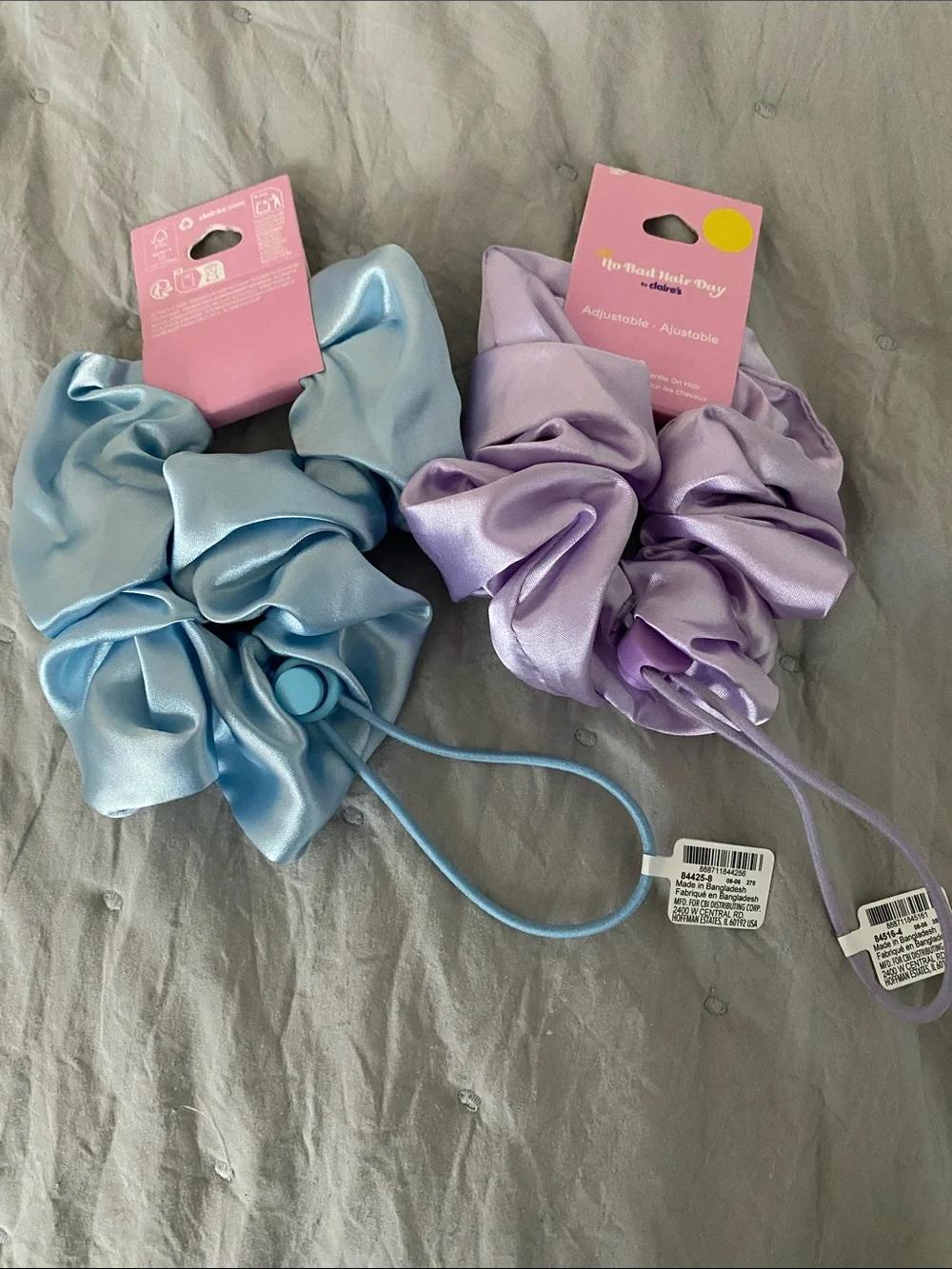 NWT Claire's Satin Scrunchie Set - Blue & Lavender
